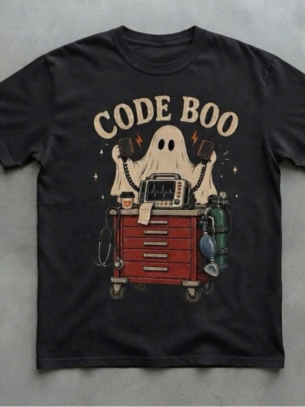 Black 'Code Boo' Ghost Mechanic Costume Tee